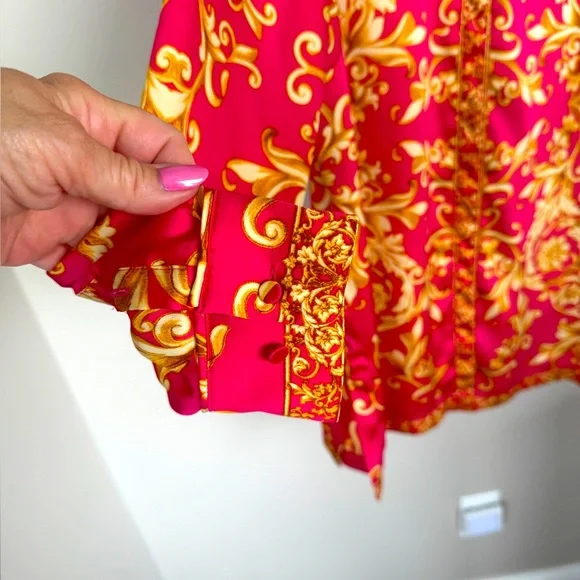 Fuschia Pink and Gold Tunic Blouse - Picture 3 of 6
